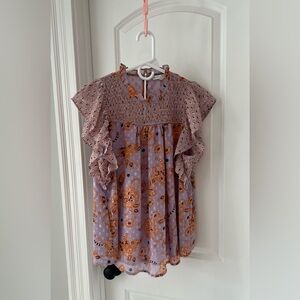 Floral Purple and Orange Women's Tank Top